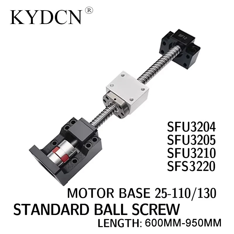 SFU3204 SFU3205 SFU3210 SFS3220  Ball Screw Length 600-950mm Screw Nut Holder Plus BKBF Support Seat And Coupling Ball Screw