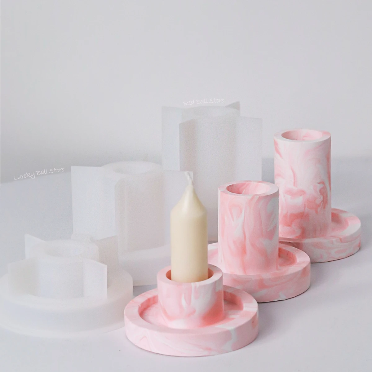 Circular Candlestick Silicone Mold DIY Round Cement Concrete Candle Socket Crystal Resin Candle Holder Casting Mould Home Decor