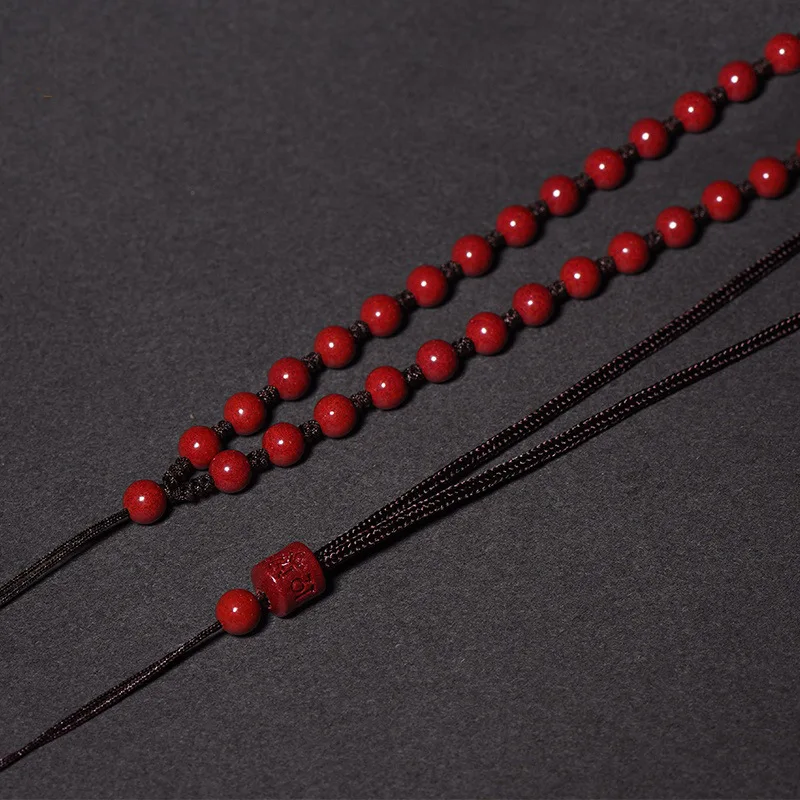 

Natural chalcedony red Cinnabar jade hand-carved beads lanyard necklace simple temperament jewellery fashion for women men lucky