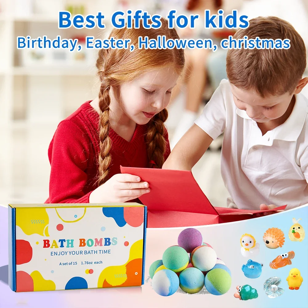 bombes-de-bain-effervescentes-pour-enfants-avec-jouet-surprise-a-l'interieur-coffret-cadeau-de-15-pieces-bombes-de-bain-moussantes-douces-pour-enfants