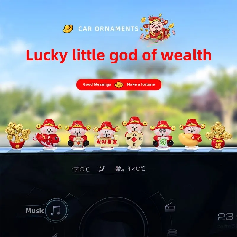 

Super cute little god of wealth car ornaments electric car interior navigation computer large screen decoration car ornaments