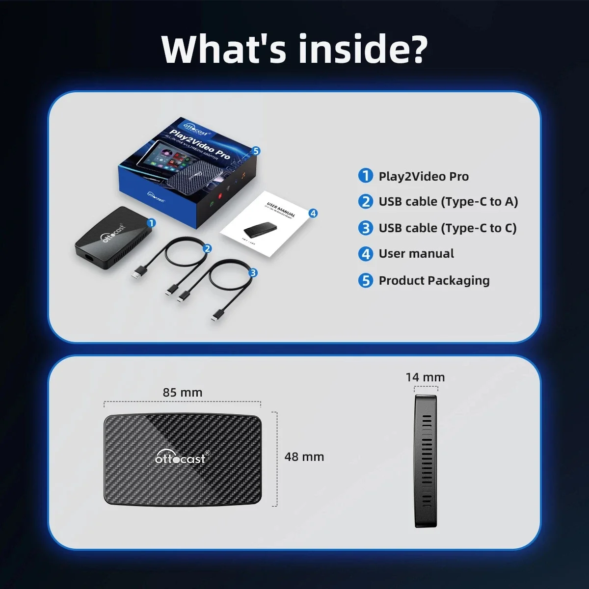 OTTOCAST Play2Video Pro Wireless CarPlay Android Auto Adapter Built in Youtube Netflix IPTV TikTokCar Accessories for Kia Toyota - view 6