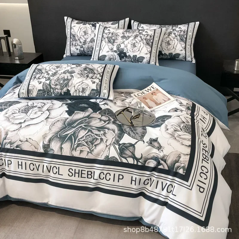 

Tide brand cotton four-piece set of pure cotton sheets Internet celebrities Tide brand digital printing quilt cover wholesale