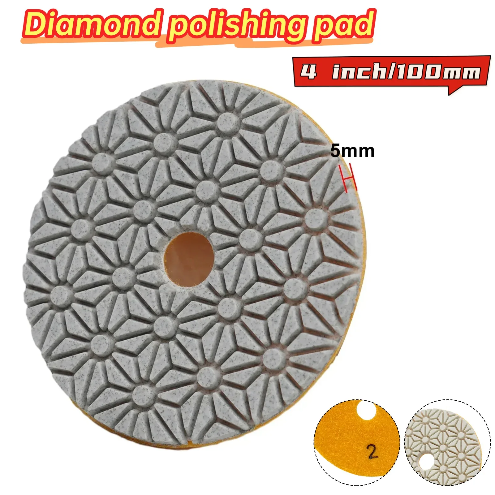Random Color Polishing Pad 4inch 2500 RPM Flexible Diamond Polishing Pads For Granite Marble Concrete Quartz Tile Polishing