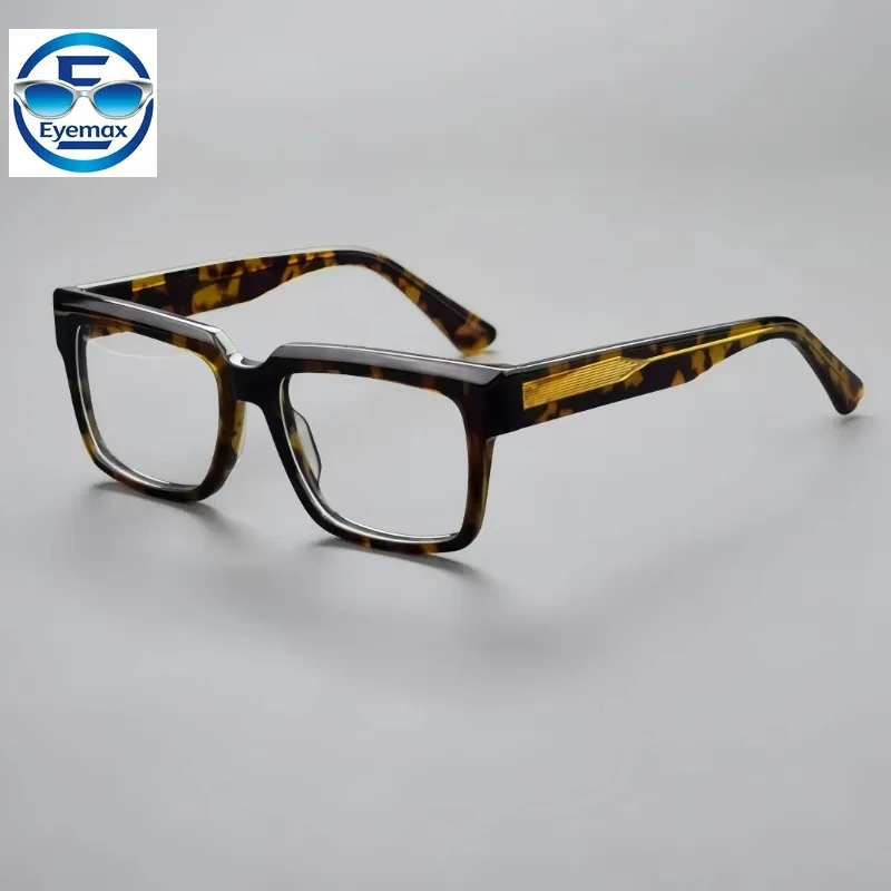 Acetate Square Eyeglasses Frame Men Women Retro Tortoise Shell Optical Glasses Frame Prescription Myopia Spectacles 54-18-148