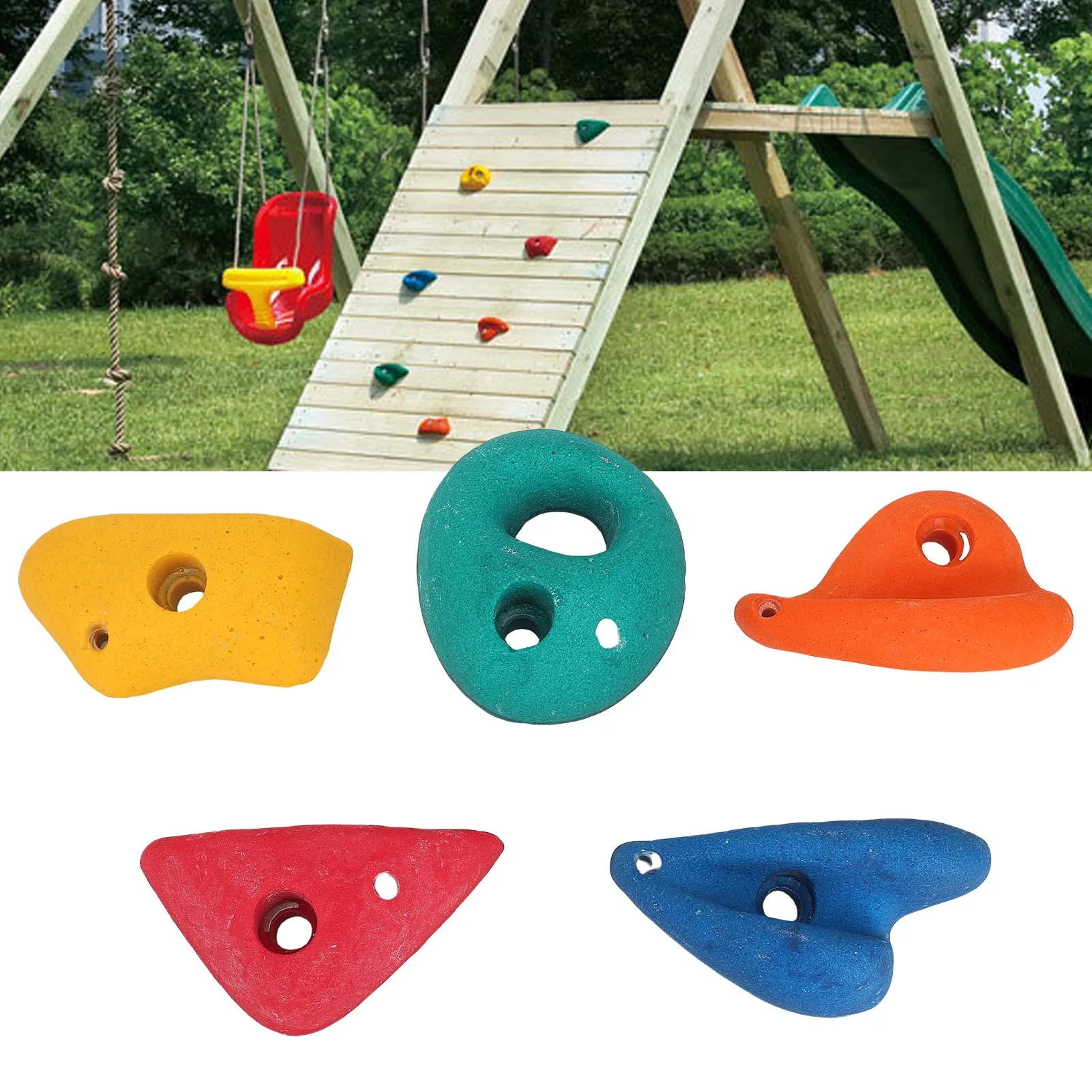 

5Pcs Climbing Holds Resin Fiber Funny Colorful Kids Climbing Rocks For Indoor Outdoor Use Middle Size