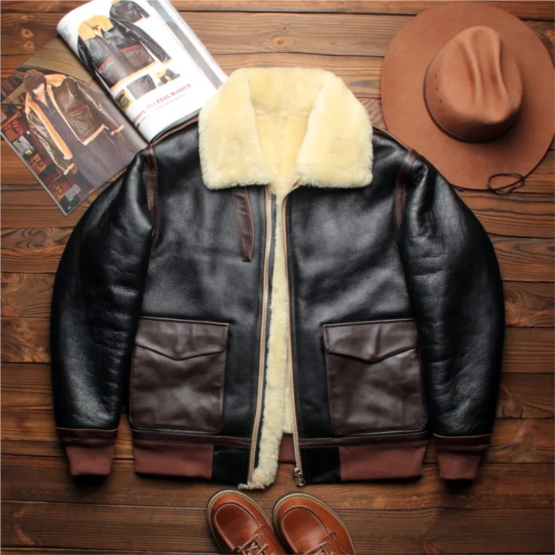 

Men's fur one-piece leather coat
