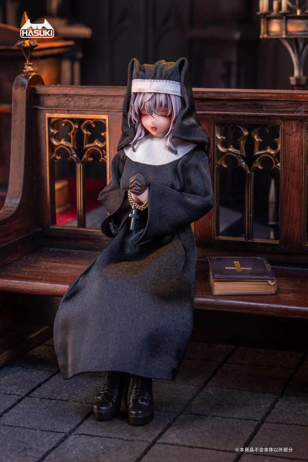 【Clothing Only】Hasuki CS017 CS018 1/12 Nun Long Dress Headscarf Necklace Stockings Clothes Set For 6inchs Mobile Suit Girl view 5