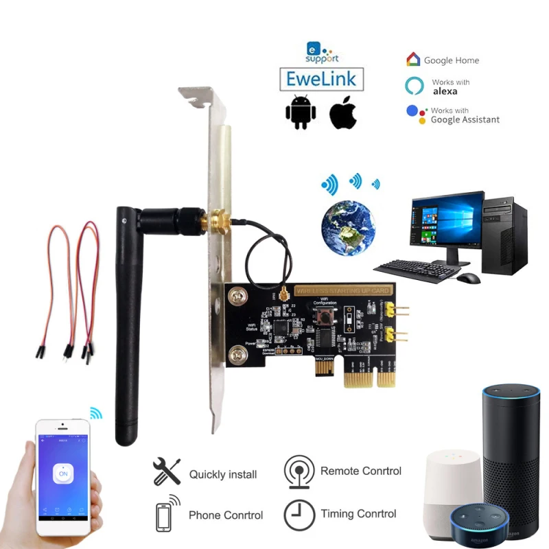 

Smart Computer Wifi Switch Remote Boot Telecommuting PC Startup Card Pci Power On Work With Alexa Yandex Alice