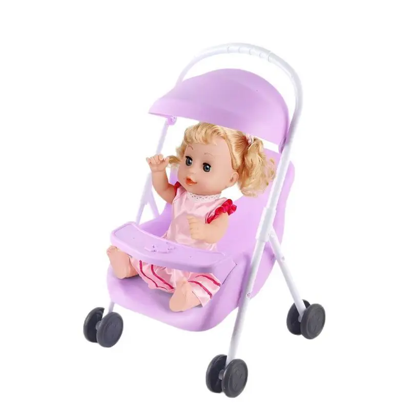 かわいいミニベビーカーベビーウォーカーカート子供のおもちゃミニチュアドールハウス家具高速配送ベビーカー 12 インチリボーン人形