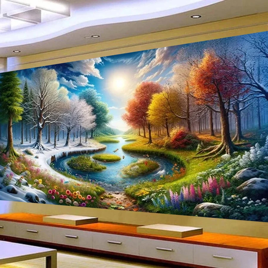 four-seasons-tree-landscape-diamond-painting-5d-diy-cross-stitch-full-diamond-mosaic-new-2024-forest-river-diamond-embroidery