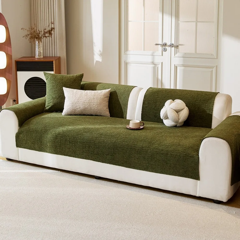 2026 New Chenille Sofa Cover Vintage Style Anti-Slip Cushion Mat for Straight Sofa Cushion Backrest Armrest Protect Towel
