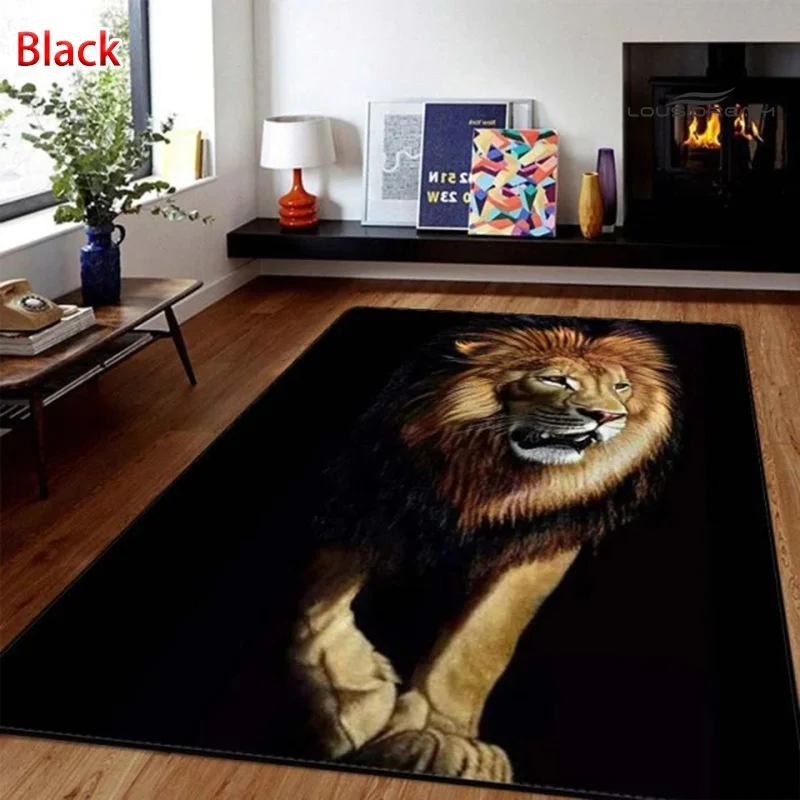 3D Leopard Tiger Lion Black Cat Elephant Modern Carpet Living Room Bedroom Anti-slip Carpet Photography Props Birthday Gift