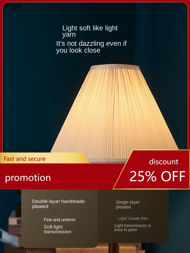 YFY Vintage Ornament Table Lamp Advanced Sense Study and Bedroom Solid Wood Bedside Lamp Led