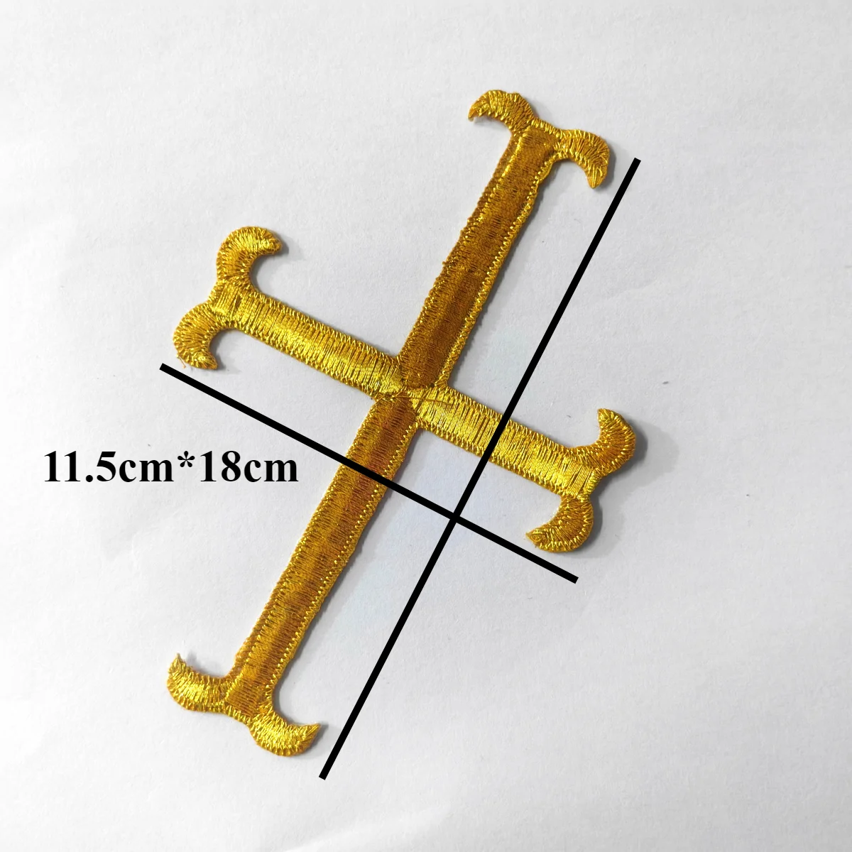 Iron on Embroidered Patches Gold Jesus Cross Christ Lace Appliques Cosplay Fabric Trims Gold and Silver 11cm*18cm