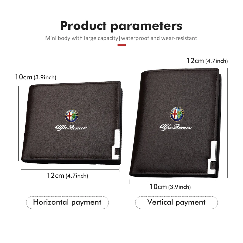 Car Interior Leather Short Wallet Driving License Business ID Card Storage Holder For Alfa Romeo Giulia Brera 159 166 Mito view 6