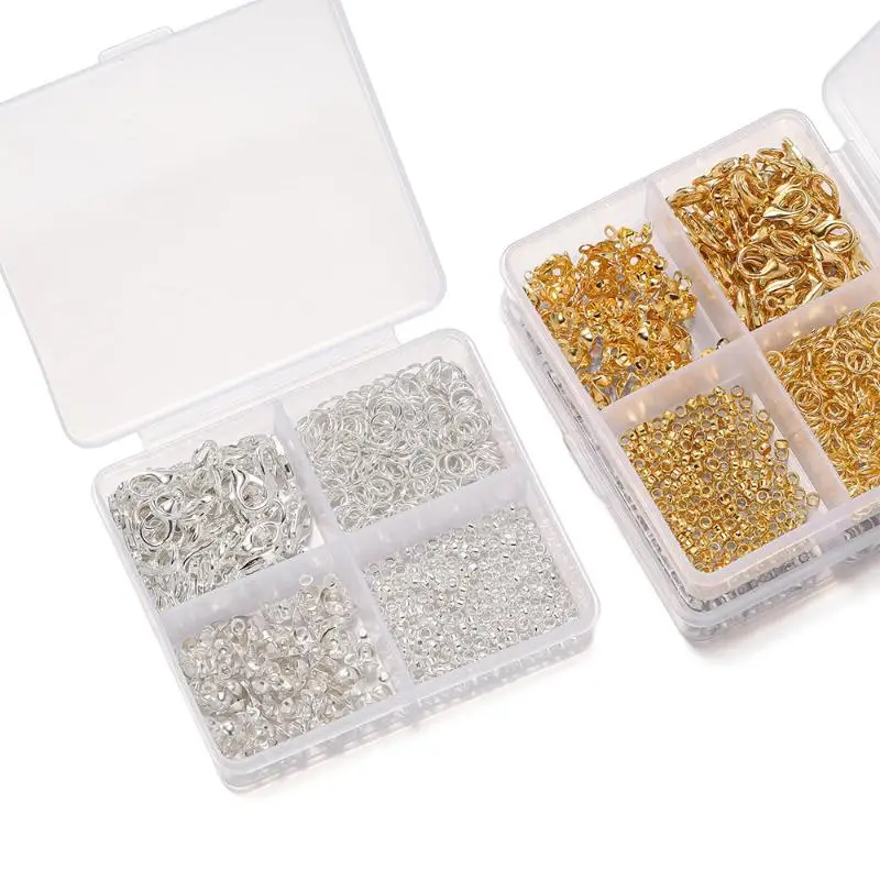 500 Stück/Box Schmuckherstellungsset, Karabinerverschlüsse & Biegeringe mit Box für DIY-Ketten, Halsketten, Armbänder, Fußkettchen, Zubehör, Verbindungsstücke – Detail 20