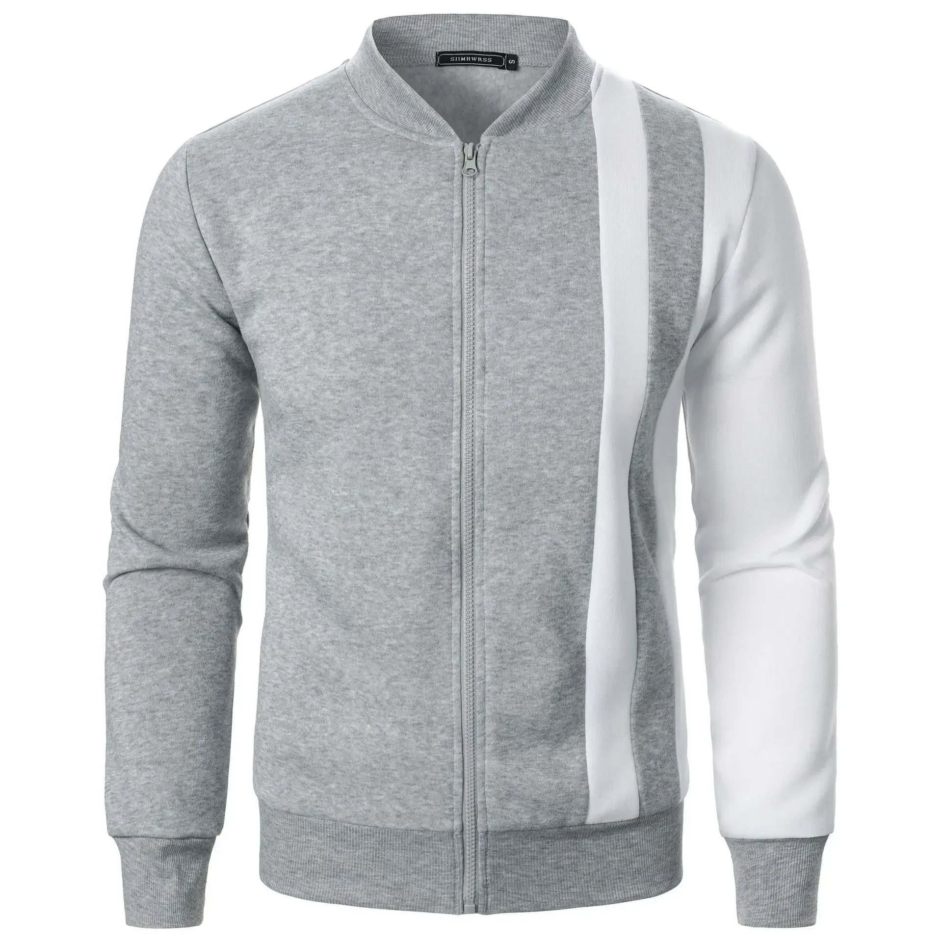 Men's Hoodies Jacket Fashion Color Blocking Stand Collar Long Sleeve Zipper Gym Jackets Spring Autumn Sweatshirt Male Coats