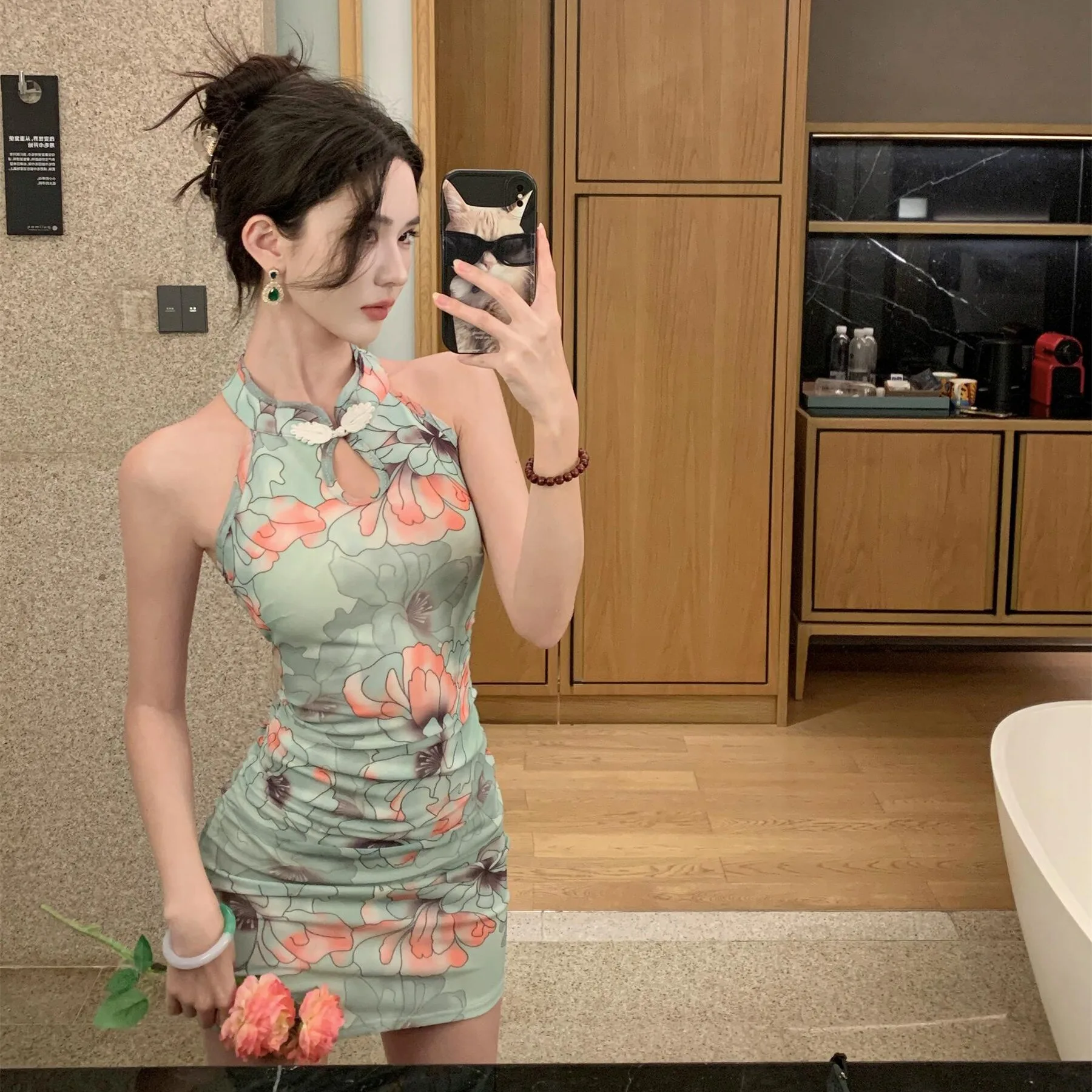 

Новинка 2023 года, сетчатая юбка в стиле ретро, сексуальная женская юбка Svel в китайском стиле с цветочным принтом Young Faion Daily Dr