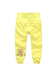 Baby boy pants, cartoon embroidered bear pattern elastic waist pants, knitted casual pants for children aged 0-3