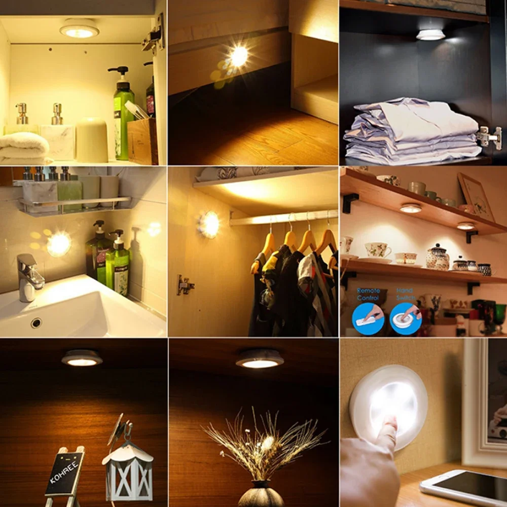 Wholesale Super Bright COB LED Under Cabinet Light Wireless Remote Control Dimmable Wardrobe Night Lamp Bedroom Closet Kitchen