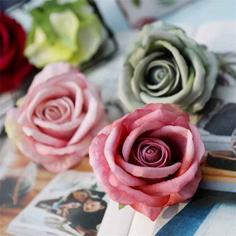 20pcs/lot High-touch Artificial lint cloth rose head wedding  decoration christmas party DIY  flower accessories photograp props