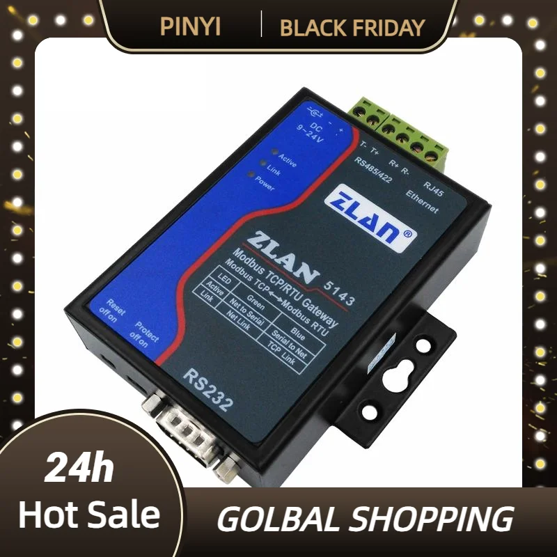 Genuine ZLAN5143 Serial serve Modbus TCP/RTU gateway data transfered between RS232/485/422 and TCP/IP