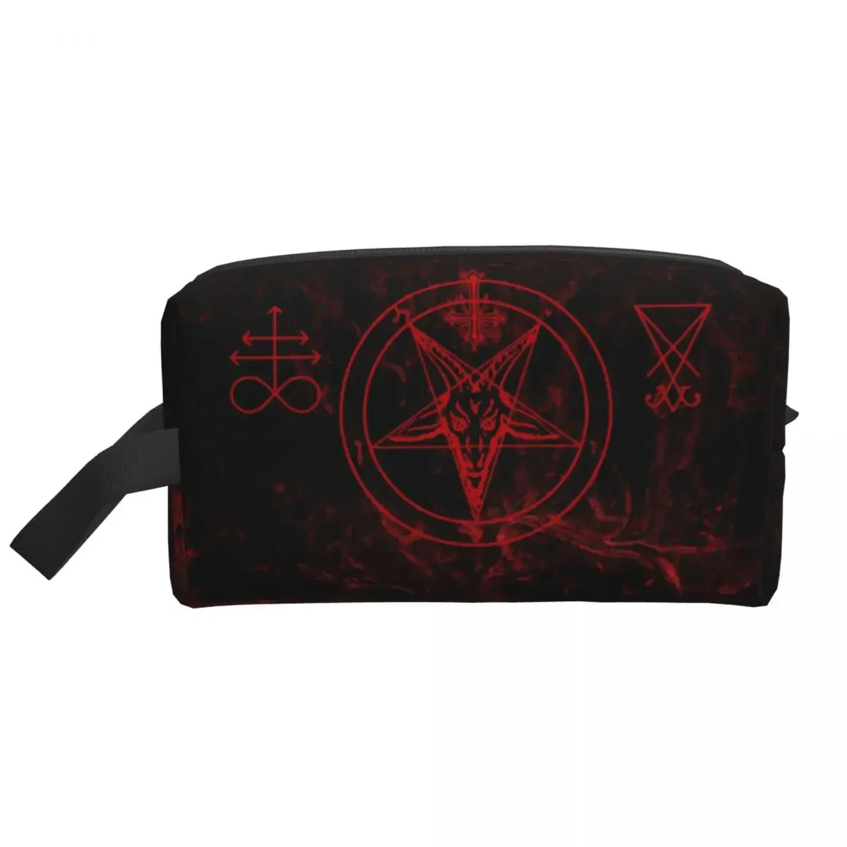 Custom Baphomet Leviathan Cross Toiletry Bag for Devil Satanic Cosmetic Makeup Organizer Ladies Beauty Storage Dopp Kit Box