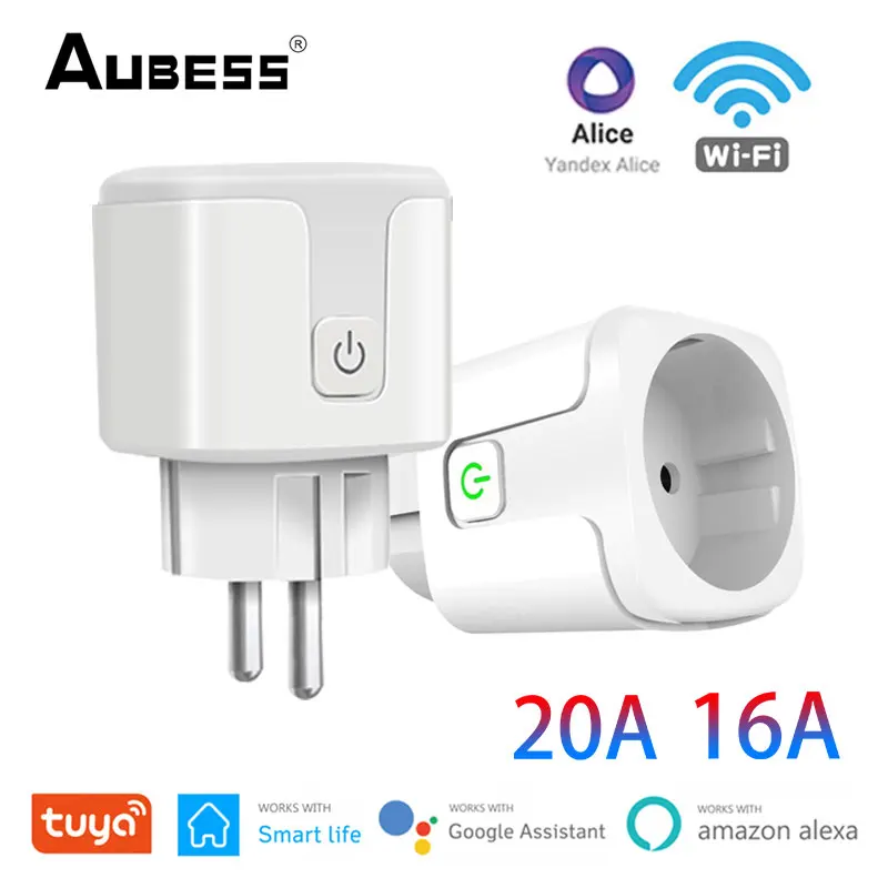 Presa WiFi / Zigbee Tuya EU Smart Plug 16A / 20A Power Monitor SmartLife telecomando vocale funziona con Alexa Google Home Alice