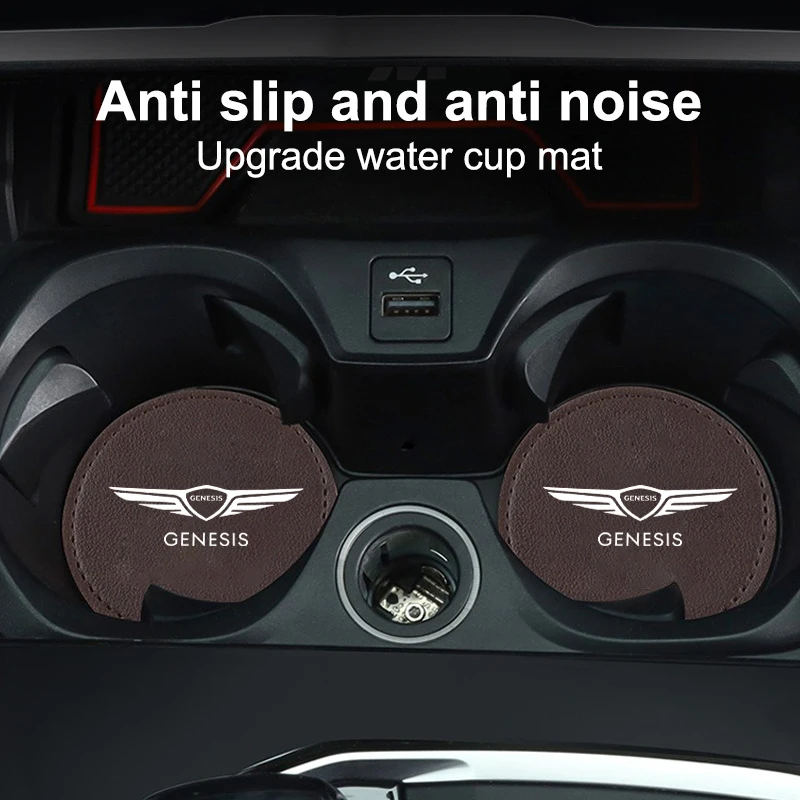 2Pcs Car Coaster Water Cup Bottle Holder Anti-slip Pad Mat For Genesis G80 G70 GV80 G80 G90 GV60 GV70 MINT ESSENTIA Accessories