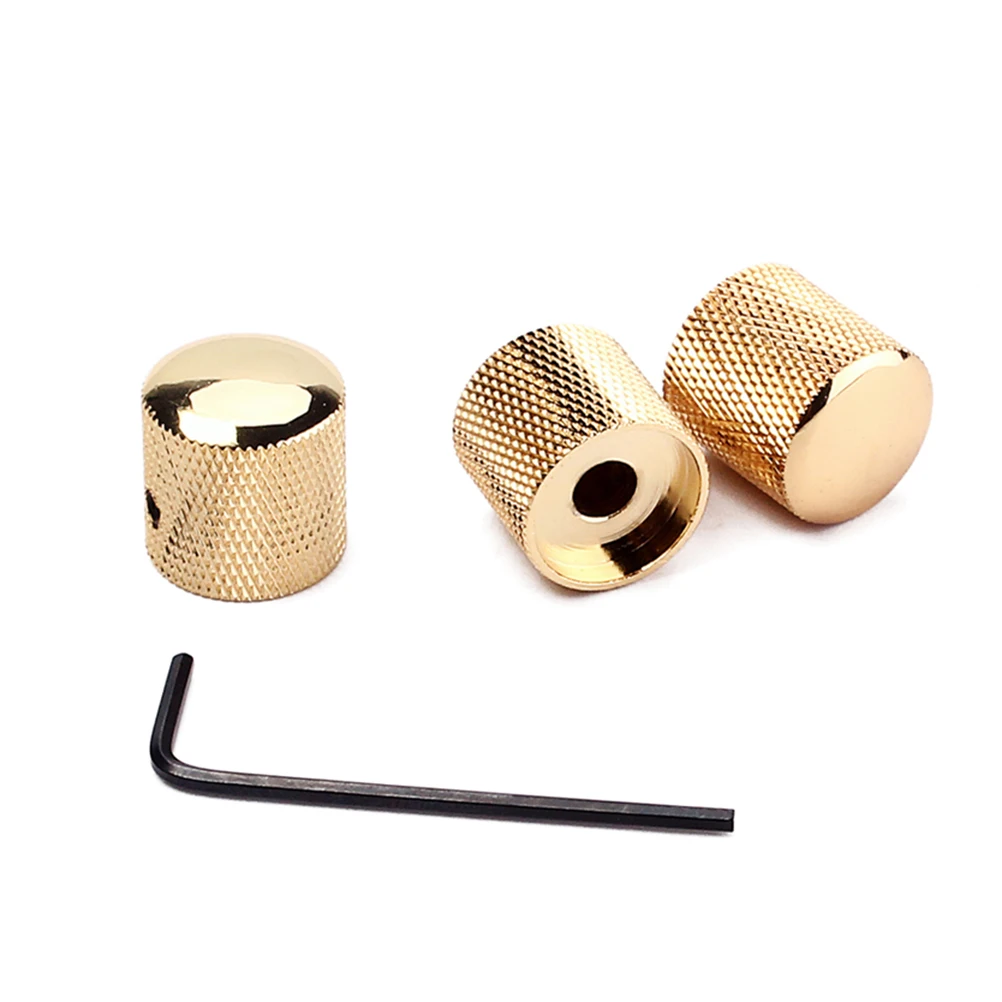 

4pcs Metal Guitar Knobs Solid Shaft Potentiometers Volume Knob for Guitar Bass Fits Most Models Brass Dome