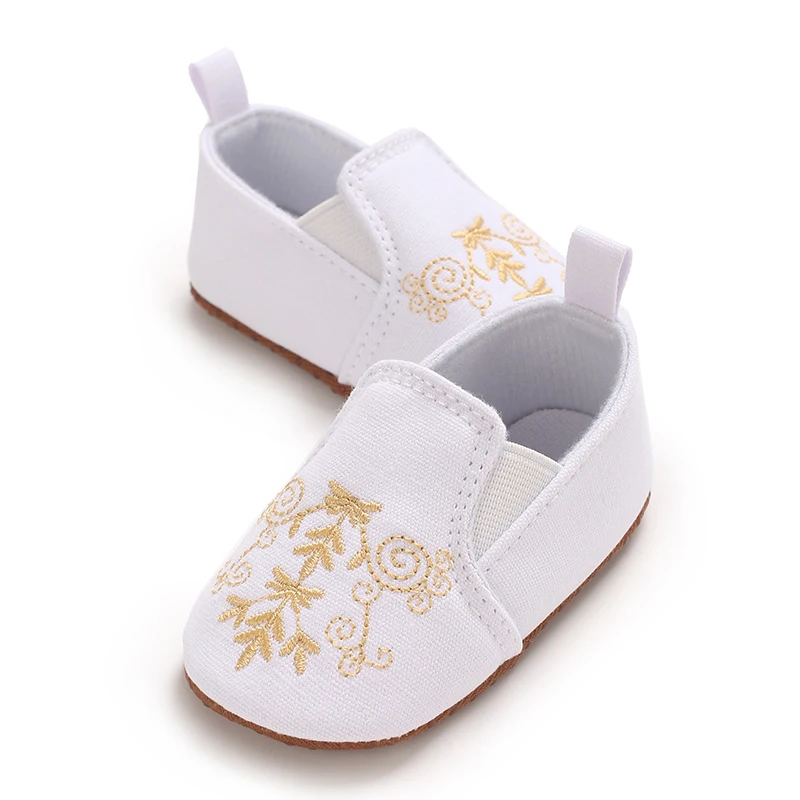 Zapatos de bebé de primavera y otoño de 0 a 18 meses, zapatos informales antideslizantes y cómodos de suela blanda de lona bordada