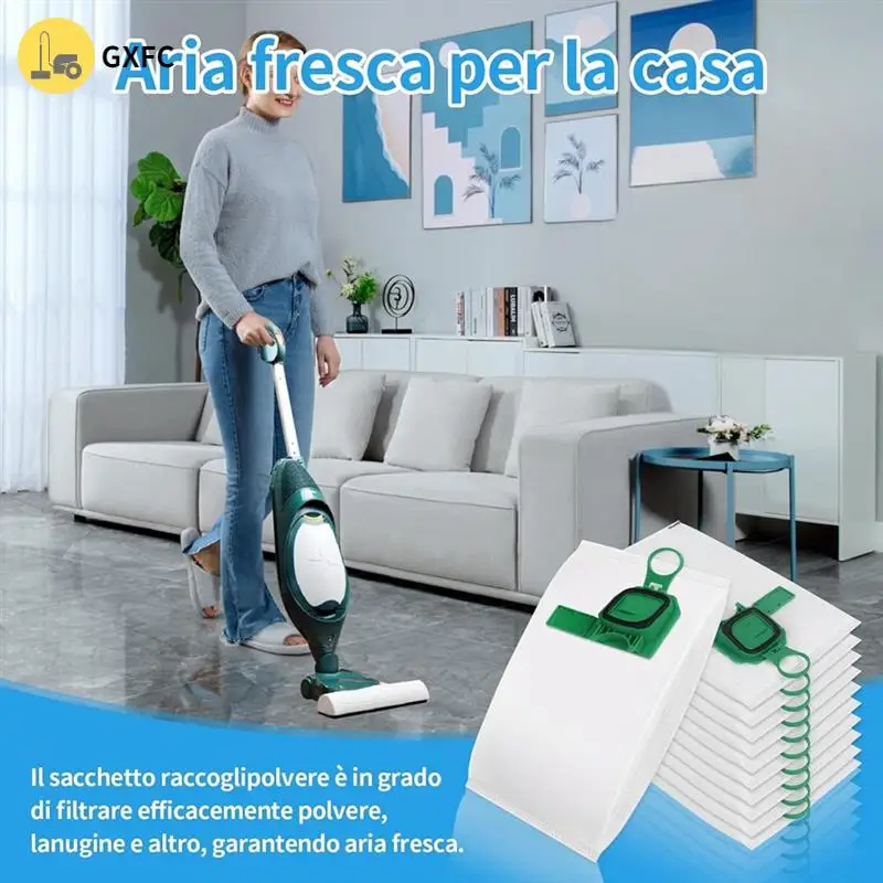 10Pcs Vacuum Cleaner Bags For Vorwerk Kobold VK140 VK150 FP140 FP150 With 2 Filters