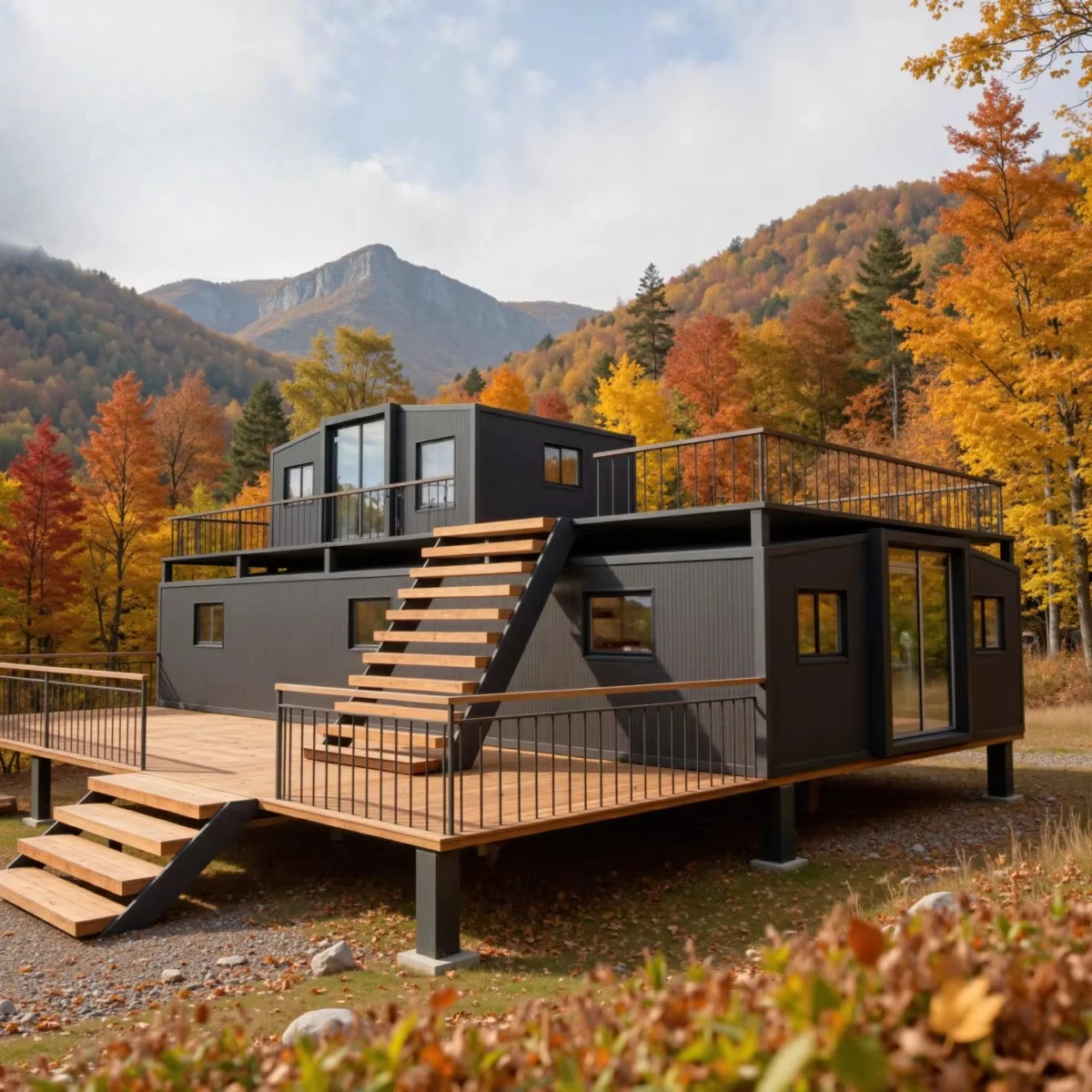 Double-layer Double-wing Luxury Expandable Steel Container House 2 Bedroom Modern Design Energy Saving For Hotel Use Customized