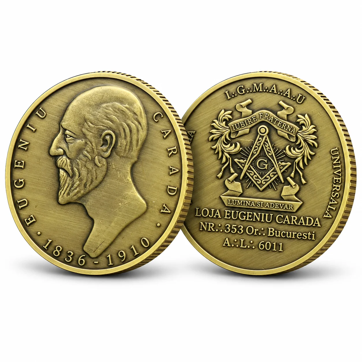 Eugeniu Carada Masonic Commemorative Coin Freemason Symbol Collectible Medal Token