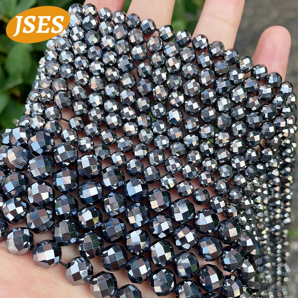 A++ Natural Energy Terahertz Faceted Beads Loose Spacer Bead Jewelry Making Craft DIY Gift Bracelets Necklace Accessories Charms