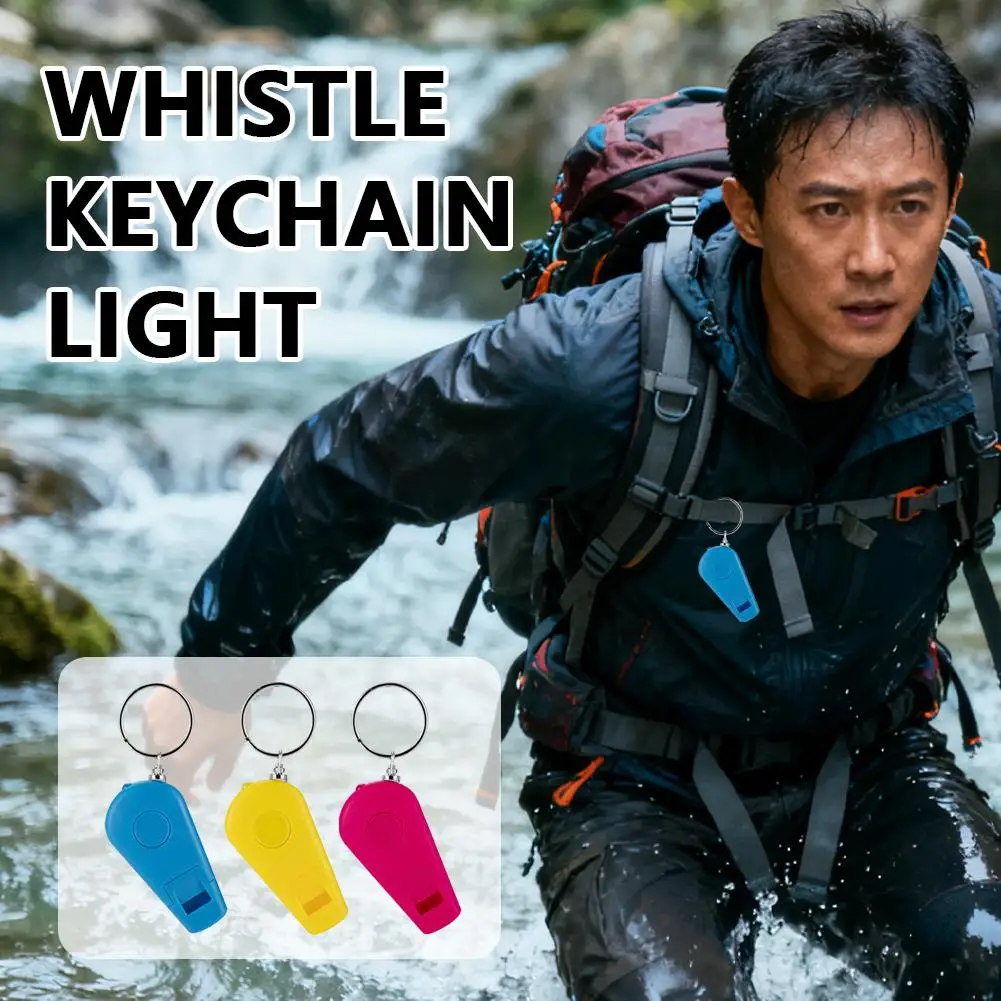 صافرة صغيرة LED المفاتيح الضوء الأبيض الإضاءة مصباح يدوي التخييم المشي لمسافات طويلة حقيبة السفر الطوارئ احتياطية درج مفتاح سلسلة ضوء