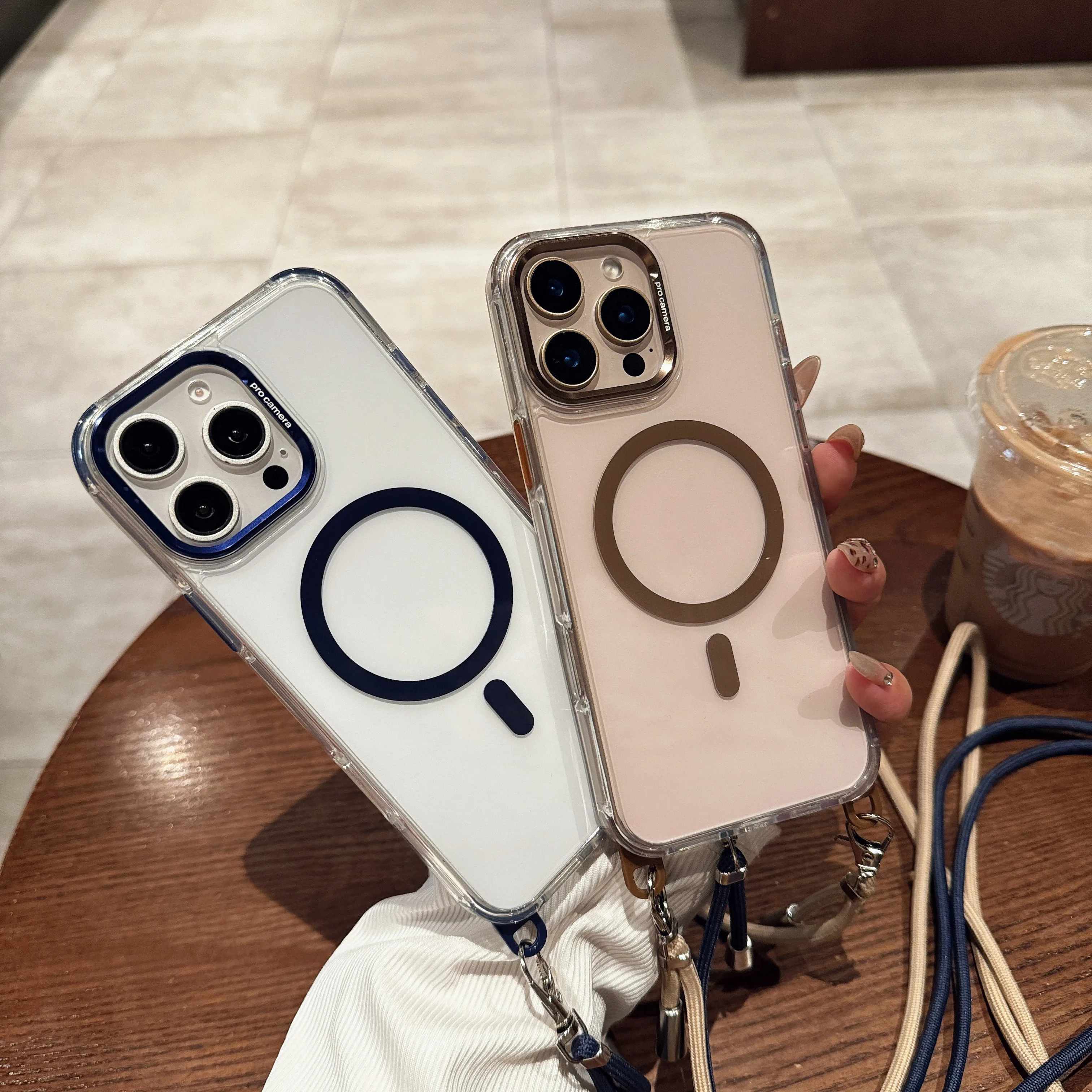 

Ultra Strong Protection Clear Magnetic Case For iPhone 17 Air 16 Plus 16e 15 14 Pro Max 13 With Lanyard Crossbody Straps