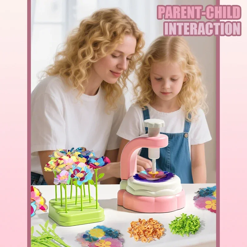 باقات الزهور اليدوية آلة النقش لعبة للأطفال الفتيات النسيج زهرة الأطفال DIY بها بنفسك الفنون الحرفية عدة هدايا عيد الأم #2