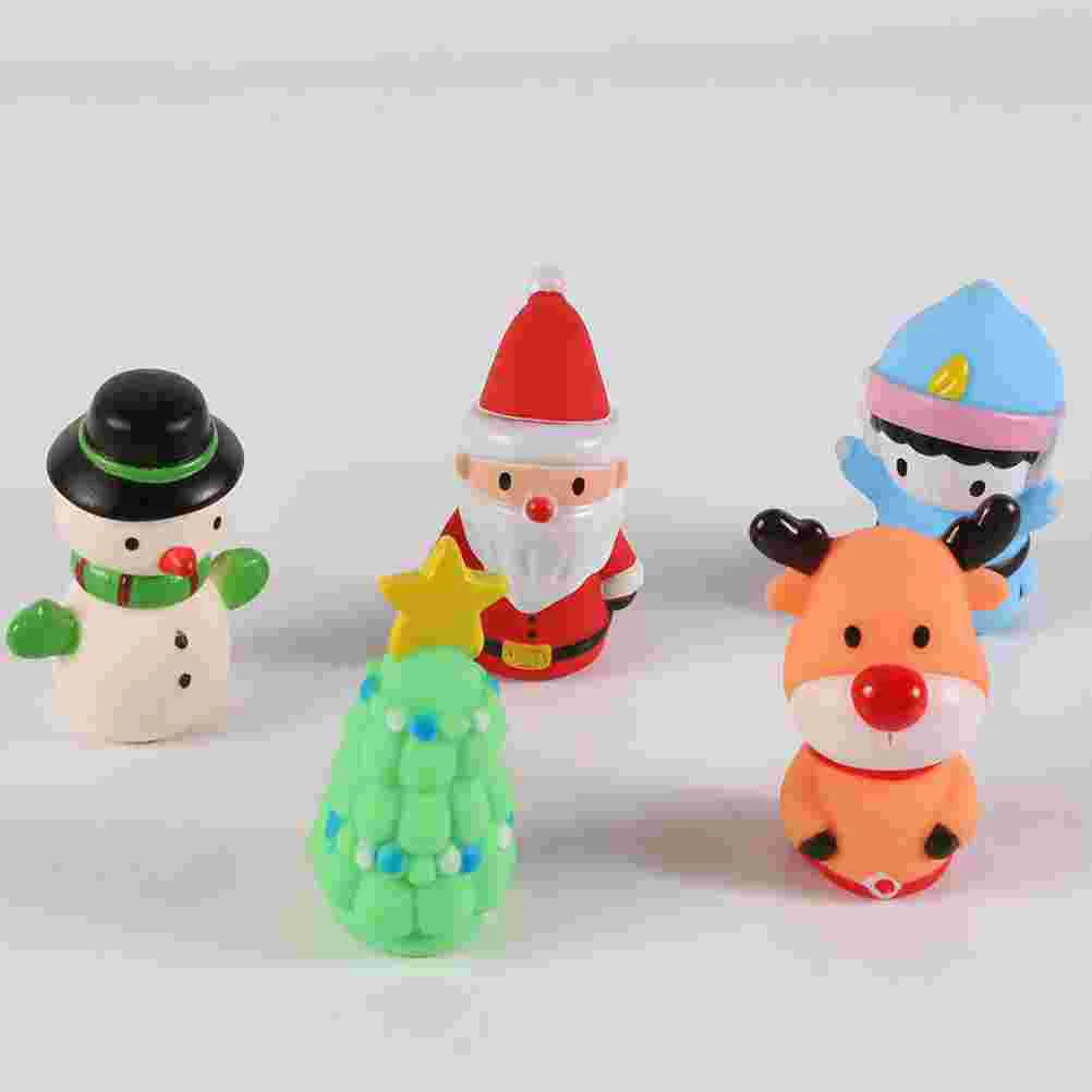 5 Pcs Baby Toys Christmas Finger Cots Kids Puppet Plaything Children Soft Rubber Infant