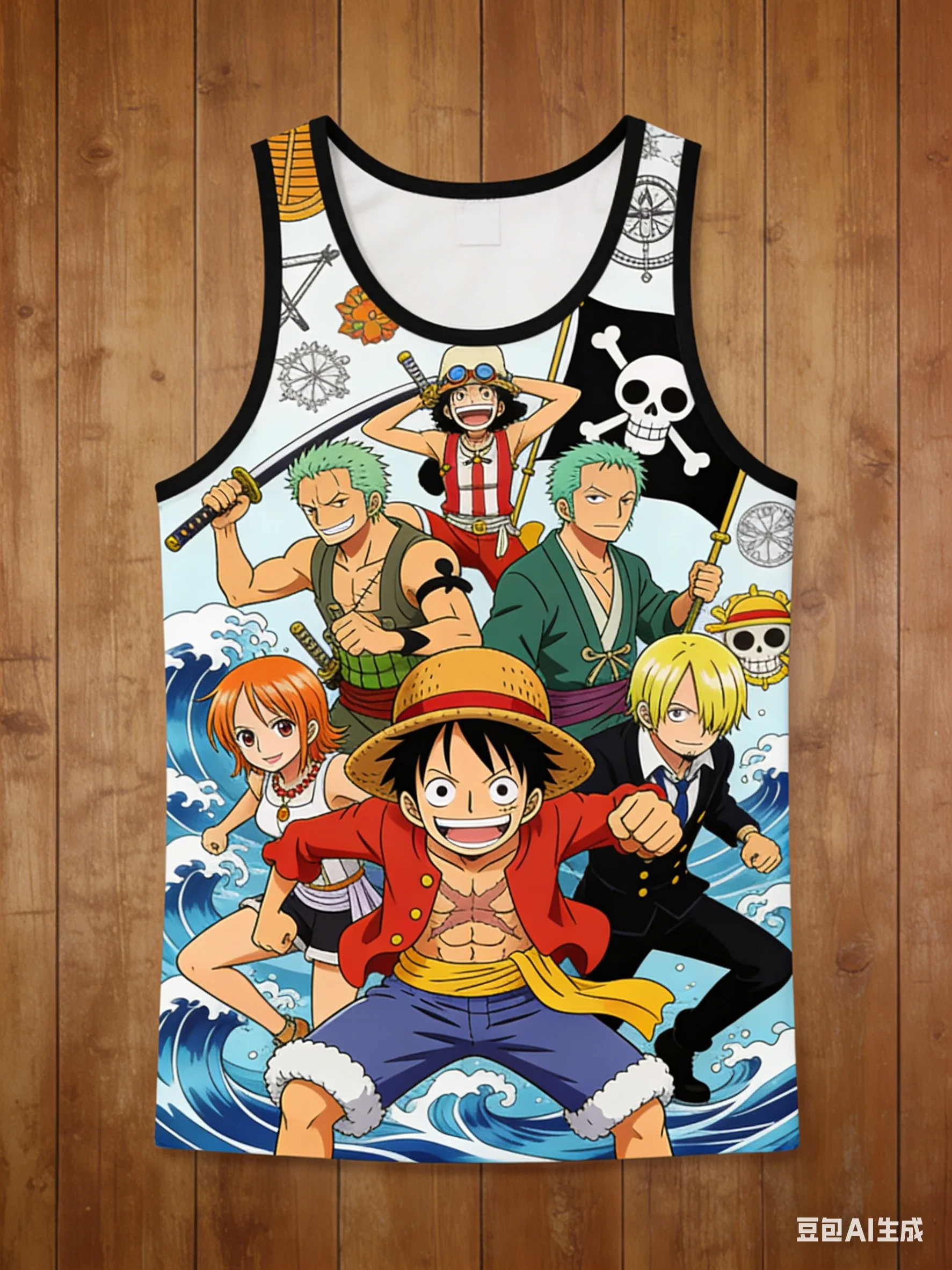 

One Piece Collaboration Tank T-Shirt Summer Loose Versatile Anime Print Top