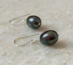 Black Pearl earrings / Simple pearl drop earrings / June birthstone / Minimalist earrings / Pearl jewellery / Gift for her