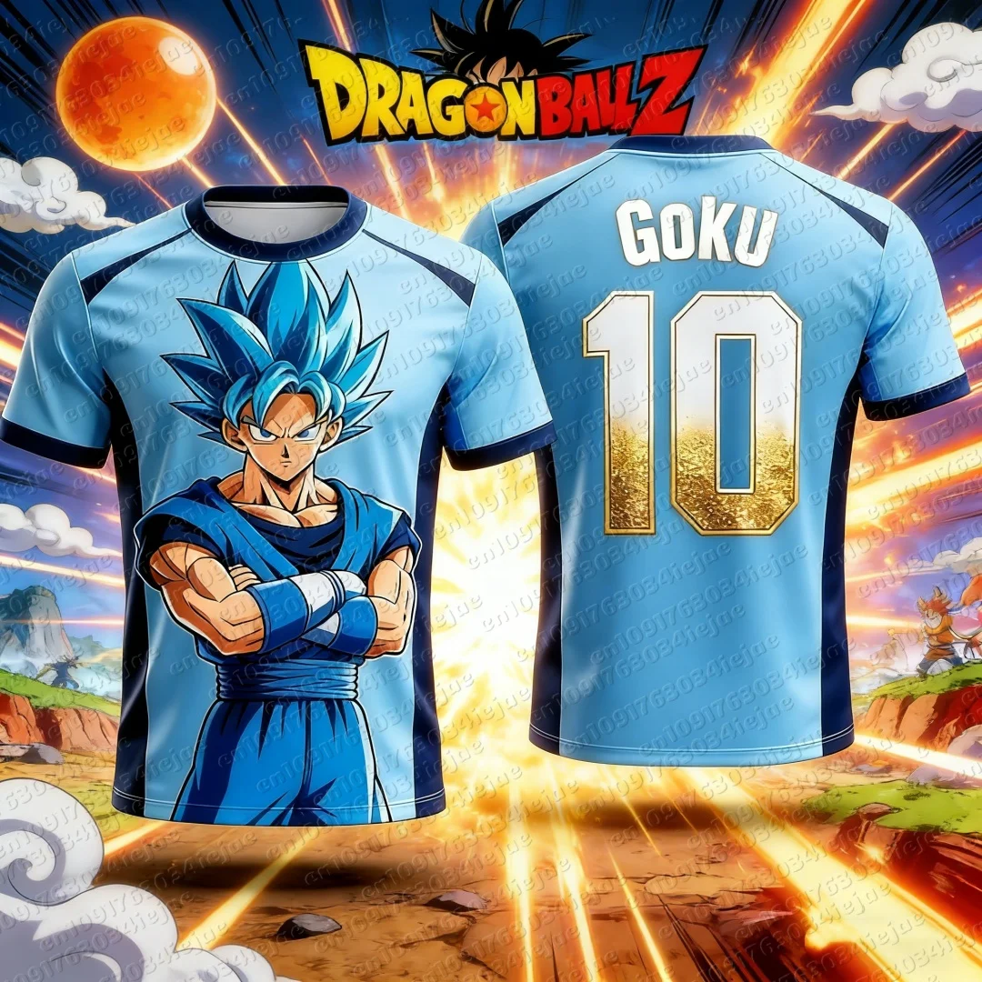 2026 Neues Erwachsenen-Fußballtrikot für Herren mit Dragon Ball Goku 3D-Druck, Anime-T-Shirt für Kinder, Spezielles Fußballtrikot