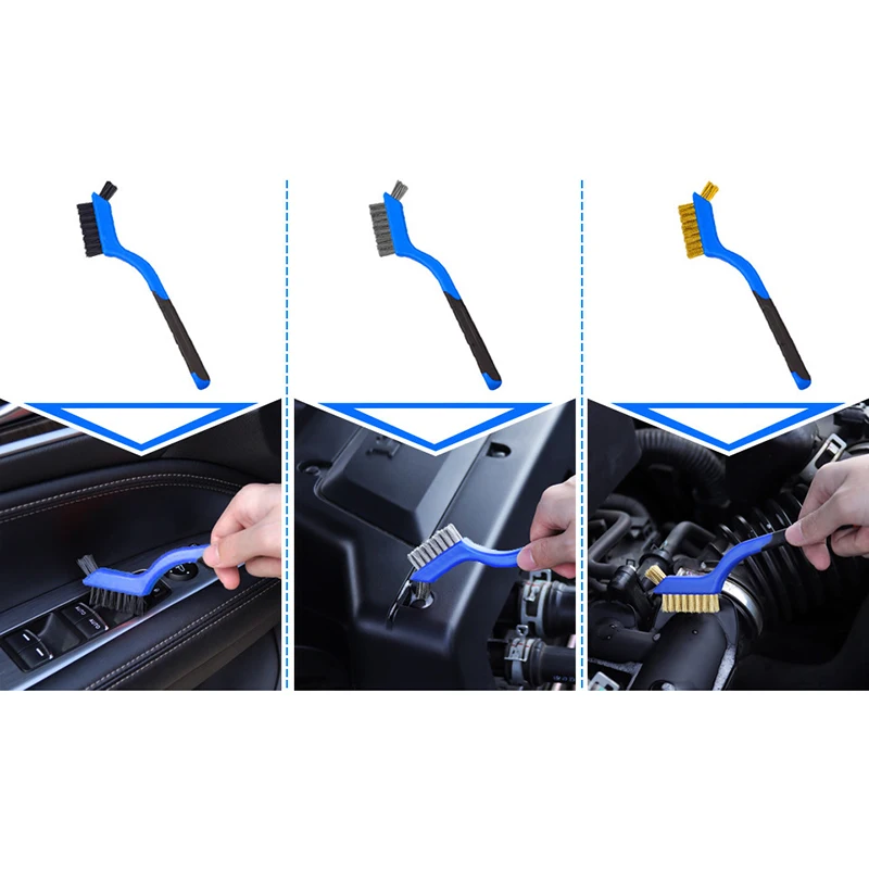 Mini Brush Set Of Three Kitchen Brushes For Gas Hoods Grease And Stain Removal Cooktop Cleaning Tools Steel Wire Small