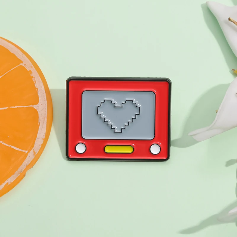 Creative Digital Game Console Enamel Pins Custom Heart Brooches Lapel Badges Jewelry Gift for Friends Kids