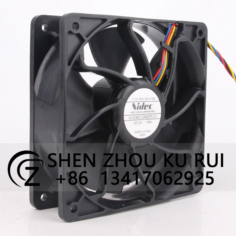 Case Fan Dual Ball Bearing for Nidec G1238C12B8ZP-C1 120*120*38mm 12V 1.85A 12038mm PWM Temperature Control Cooling Fan