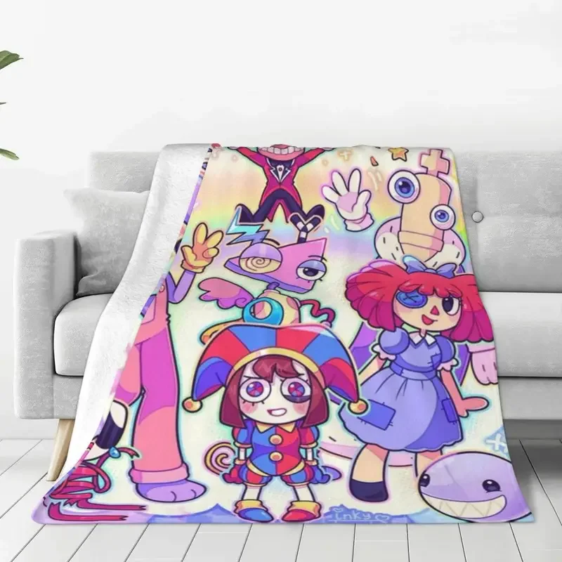 Anime The Amazing Digital Circus Blankets Fleece Spring Autumn Multi-function Ultra-Soft Throw Blanket for Sofa Travel Bedspread