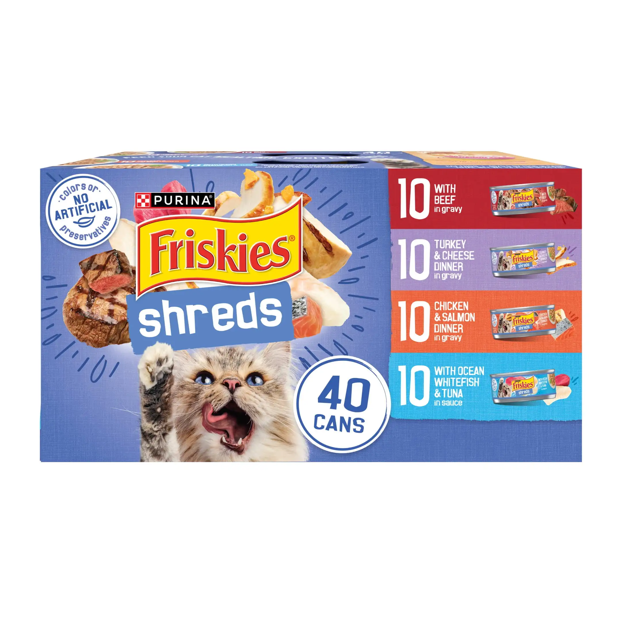 

Purina Shreds Gravy Variety Pack, Wet Cat Food, 5.5 oz Cans, 40 Pack