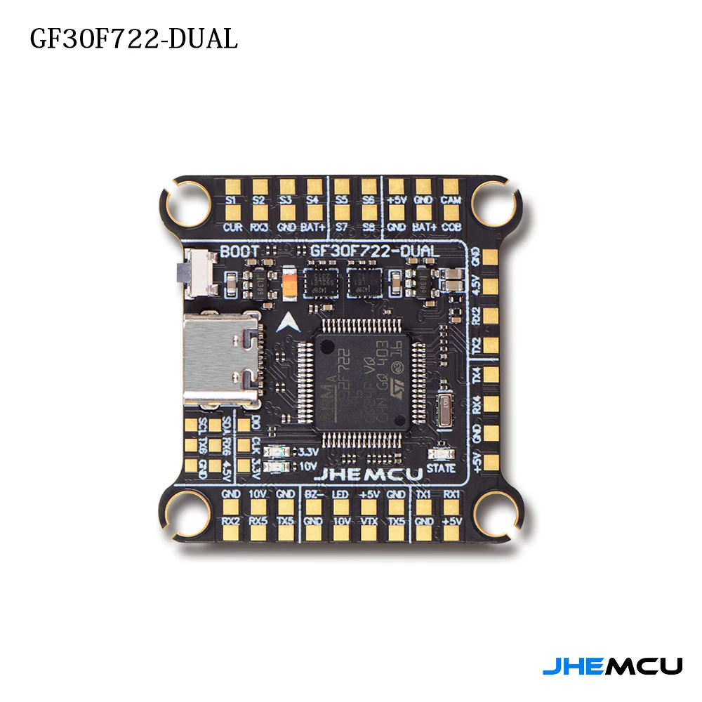 

JHEMCU GF30F722-Dual F722 Flight Controller Double BEC Double Gyro high-definition 3-6S Lipo for RC FPV Drone