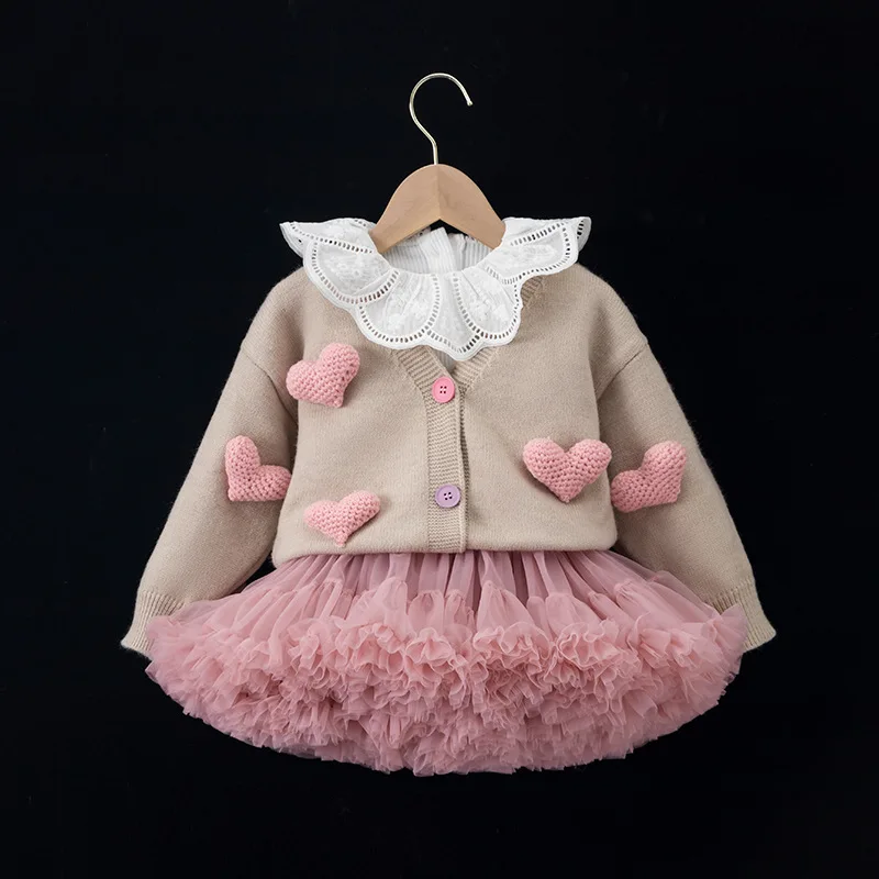 Koreanische Kind Set Baby Mädchen Anzug Herbst Neue Langarm kinder Pullover + Rock Set Mädchen Schöne Druck Falten rock W-S1032 – Detail 5